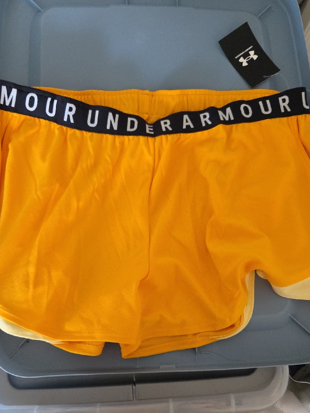Under Armour Yellow and Black Waistband Athletic Shorts